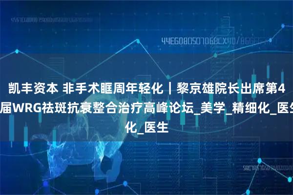 凯丰资本 非手术眶周年轻化｜黎京雄院长出席第47届WRG祛斑抗衰整合治疗高峰论坛_美学_精细化_医生